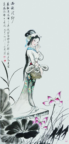 卢成仕作品---《西施浣纱》 136cm×68cm.jpg