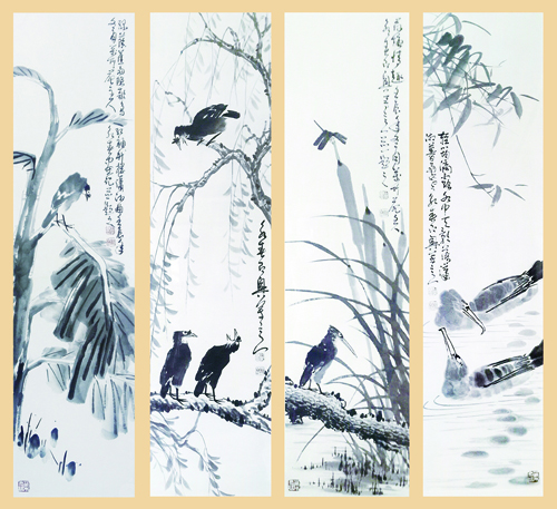 1542190967606748.jpg 王永春作品《春,(绿萌焦雨)夏,(歌鸟声碎)秋,(荷塘情趣)冬,(轻筠滳露)》规格:138cmx69cmx2.jpg