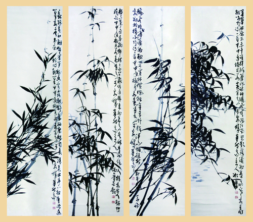 1542190981929959.jpg 王永春作品《(嫩寒春晓、潇湘细雨、竹韵临凤、影落潇湘》.jpg