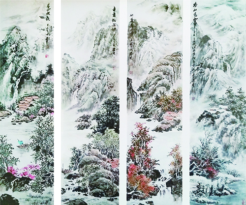 李发林作品《春夏秋冬四季山水》规格：178cmx45cmx4.jpg