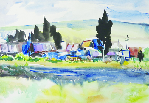 水彩画《山村》55x37cm 111.jpg