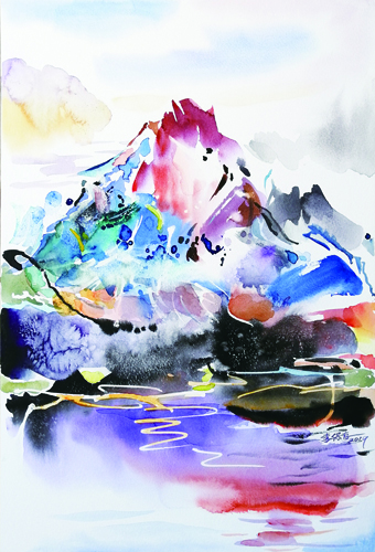 水彩画《山与水》55x37cm.jpg