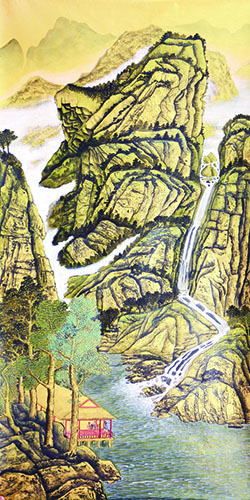 章庭钰作品《山高水长福长在》规格：136cmx68cm.JPG