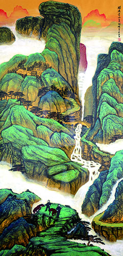章庭钰作品《踏遍青山觅古镇》规格：136cmx68cm.JPG