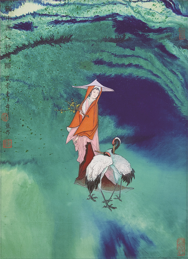 1660825029376292.jpg 鹤伴丽人持梅图 当代帛画.jpg