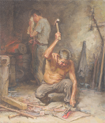 1712491885334848.jpg 铁匠铺之一 56cmx45cm 布面油彩 2021年.jpg