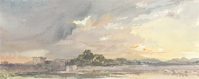 1712492140967796.jpg 雨霁晚霞红 10cmx25cm 纸本水彩 2018年.jpg