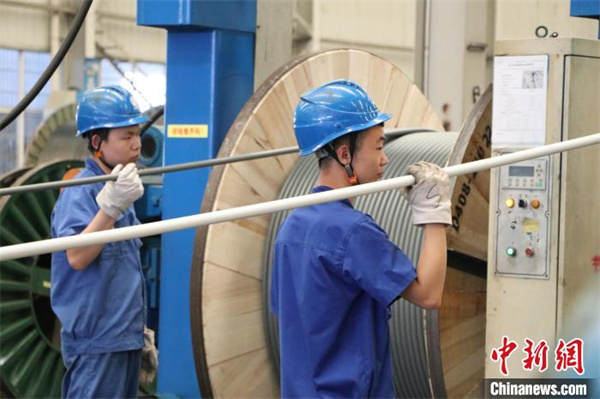 1723726398447824.jpg 1 图为河南通达电缆生产车间工人正在忙着生产。李海珠 摄.jpg