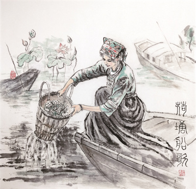 4-4 司徒惠霞作品《荷塘船歌》 规格：69×69cm.jpg